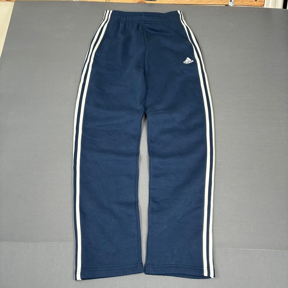 Adidas Navy Blue 3 Stripe Sweatpants Women's Size XS 26x30 Open Leg